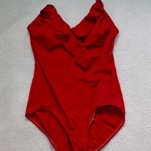 Red Flare One Piece Swimming Suite